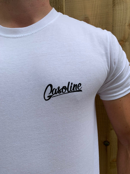 White Small Gasoline Logo - gasolineclothingcompany
