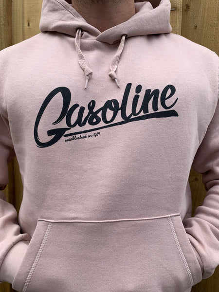Millennial pink Hooded Large Gasoline Logo - gasolineclothingcompany