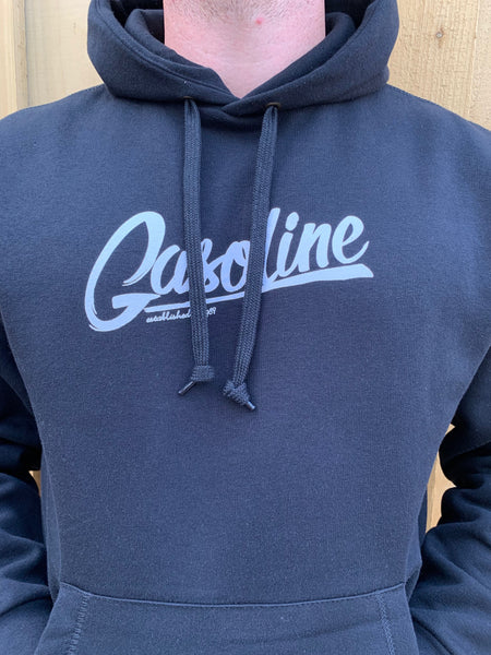 Black Hooded Large Gasoline Logo - gasolineclothingcompany