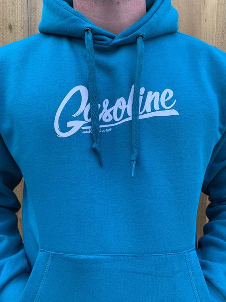 Diva Blue Hooded Large Gasoline Logo - gasolineclothingcompany