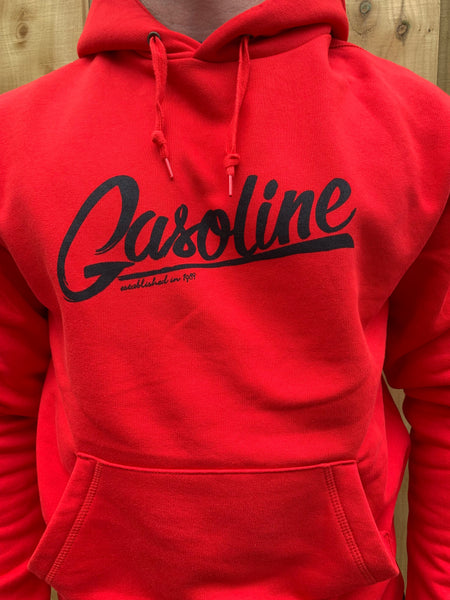 Red Hooded Large Gasoline Logo - gasolineclothingcompany