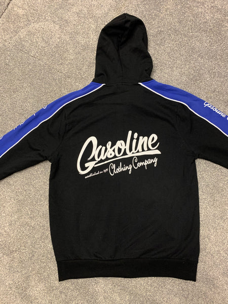 Gasoline Black/Blue zipped hoodie