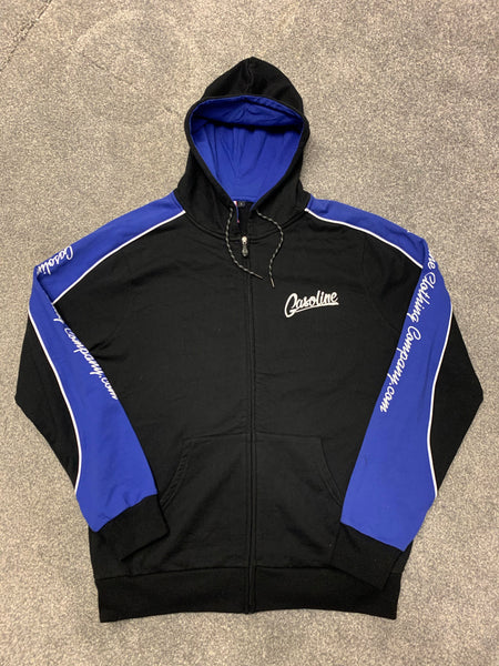 Gasoline Black/Blue zipped hoodie